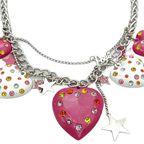 Sweet Punk Heart Star Charm Necklace