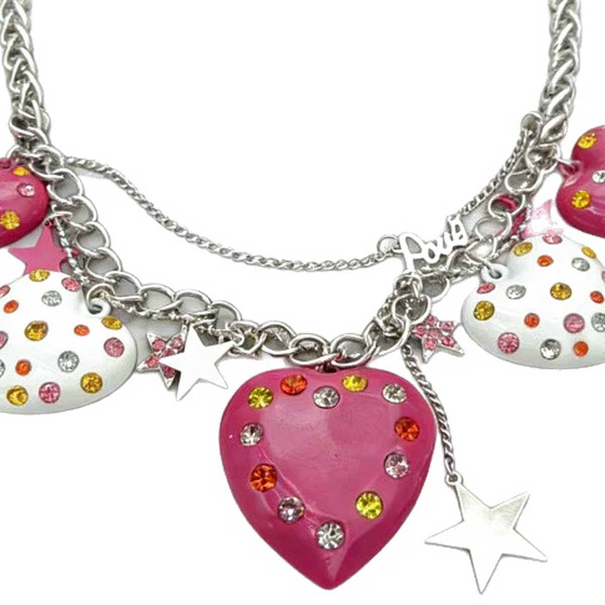 Sweet Punk Heart Star Charm Necklace