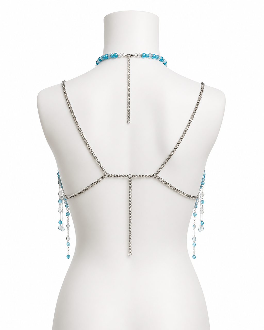 Aqua Beaded Chain Top & Bikini Set