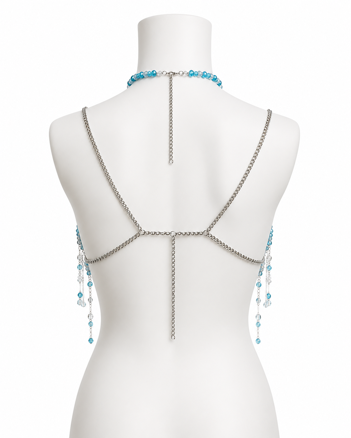 Aqua Beaded Chain Top & Bikini Set