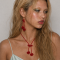 Cherry Glow Duo – Necklace + Earrings