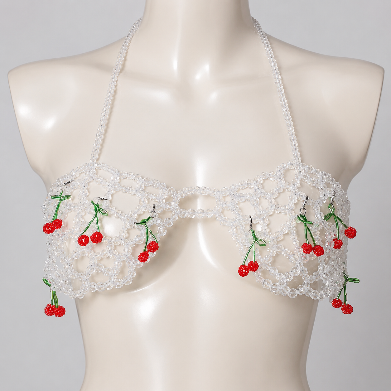 Cherry Glow Beaded Body Chain Top – Y2K Festival Jewelry | FIVZI