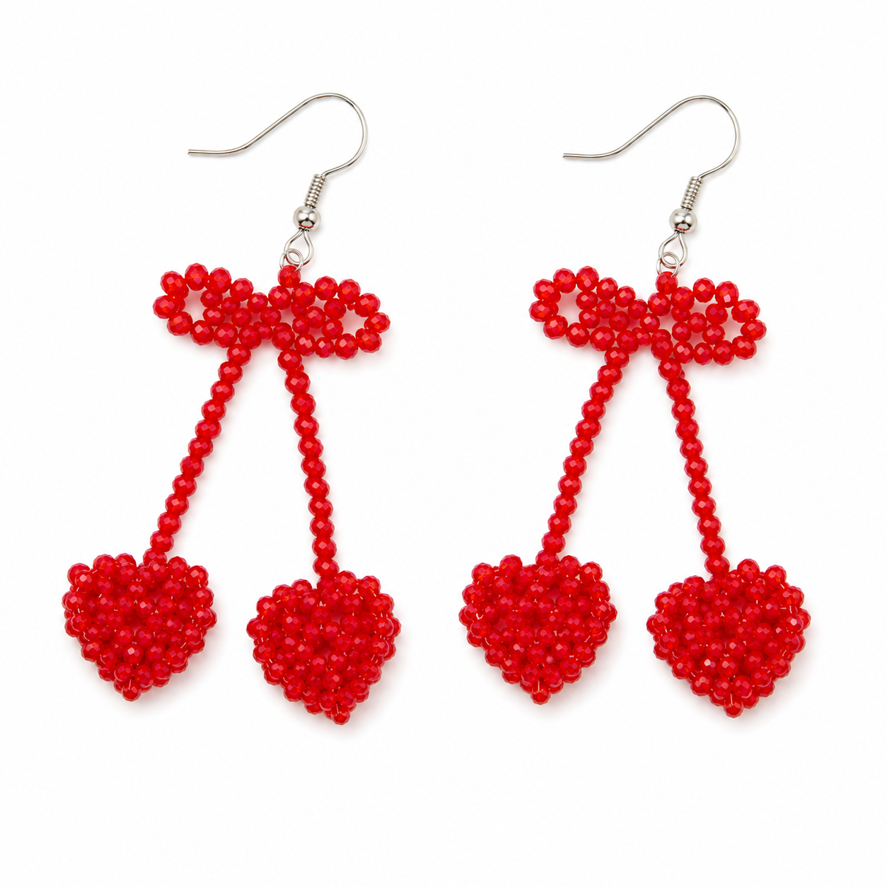 Cherry Glow Beaded Drop Earrings – Y2K Bow Jewelry | FIVZI