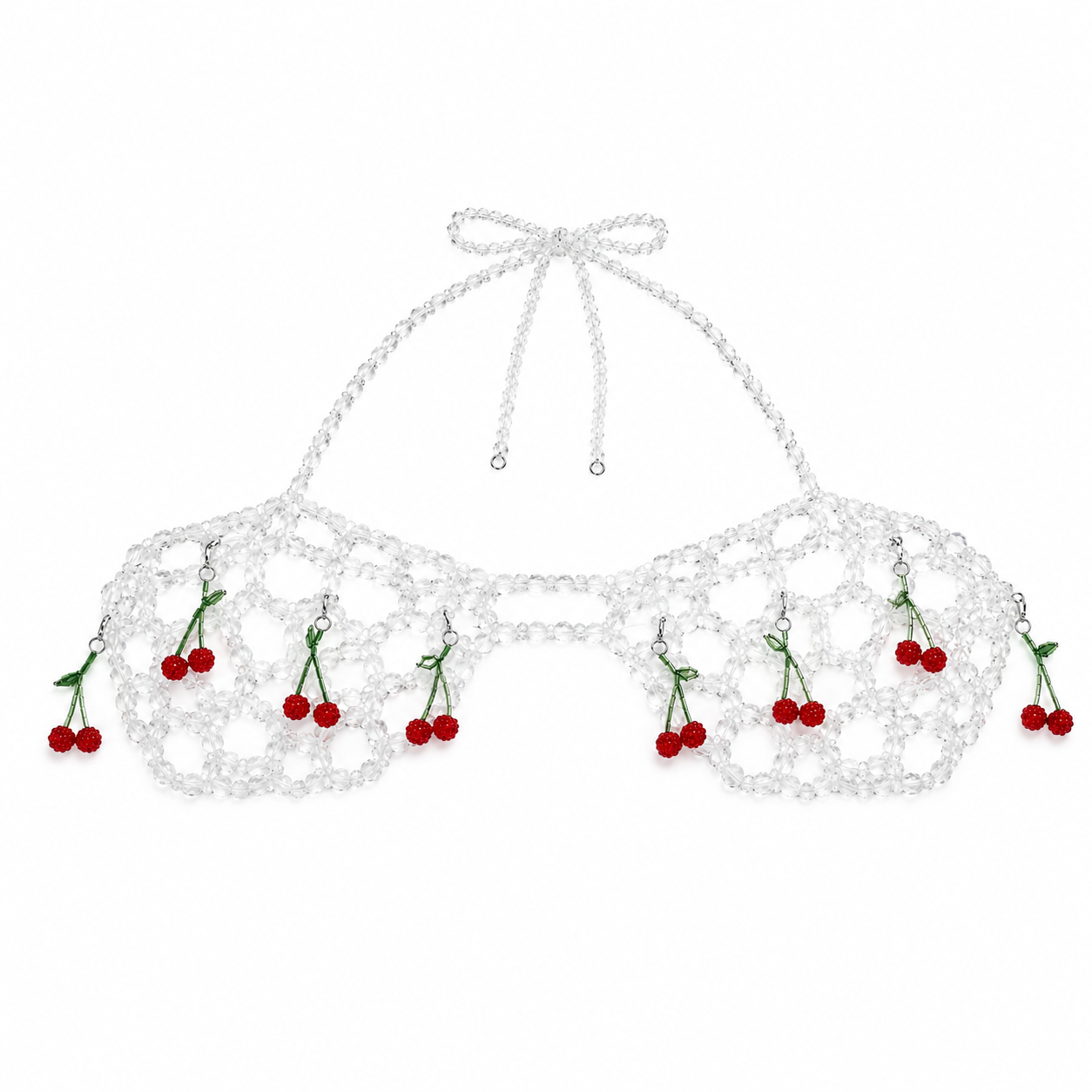Cherry Glow Beaded Body Chain Top – Y2K Festival Jewelry | FIVZI