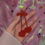 Cherry Glow Beaded Drop Earrings – Y2K Bow Jewelry | FIVZI