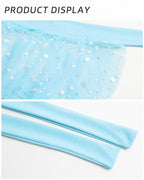 Aqua Glitter Tulle Hip Scarf Cover-Up