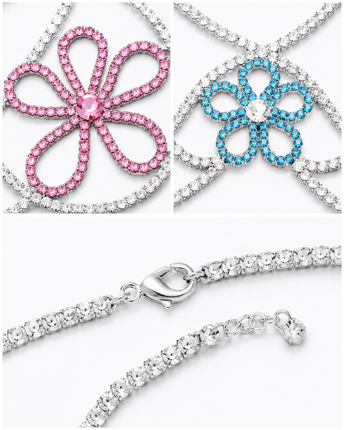 Rhinestone Floral Chain Top