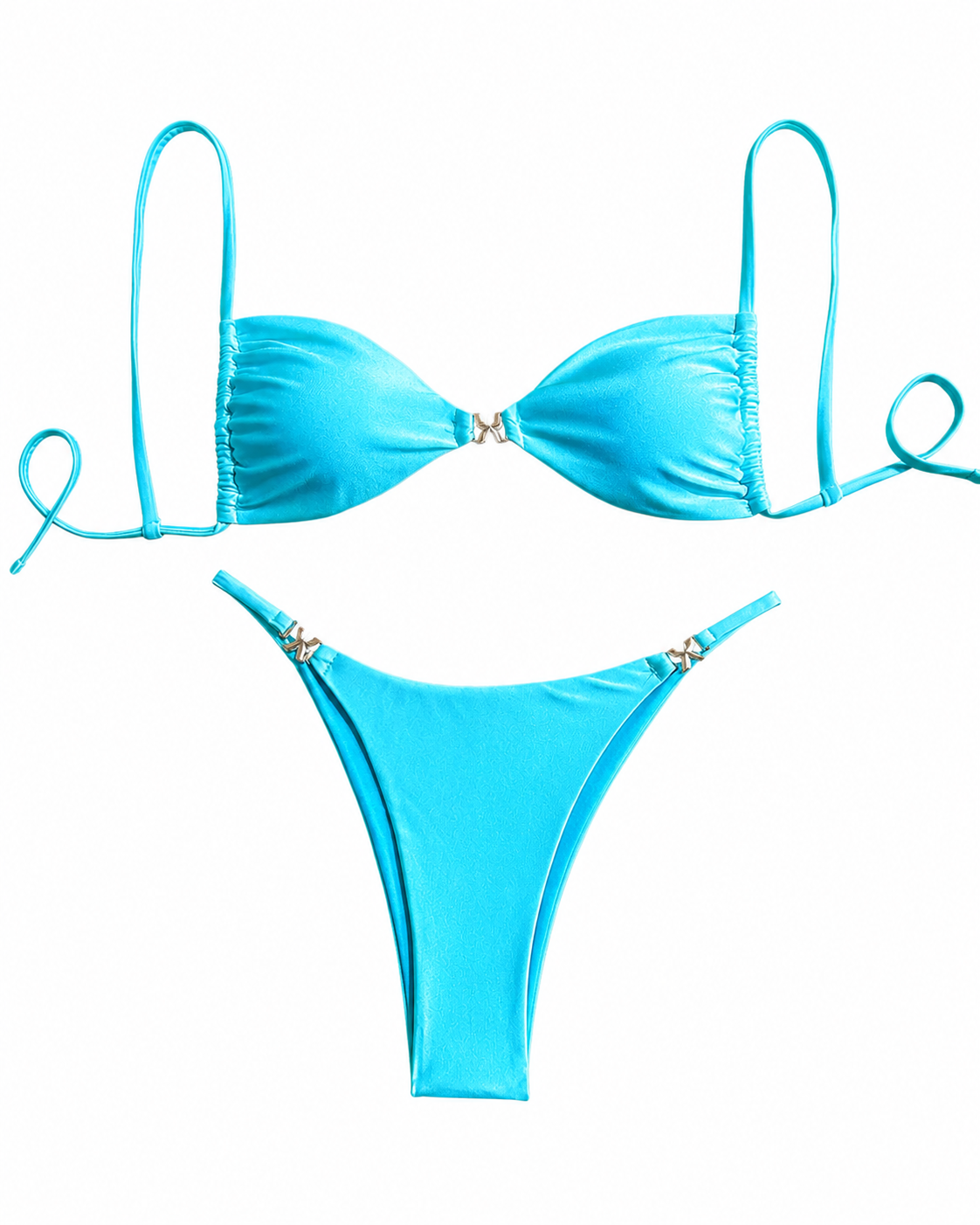 Aqua Beaded Chain Top & Bikini Set