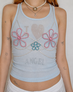 Rhinestone Floral Chain Top