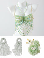 CRYSTAL-olive green Festival/Party/Rave Bikini Outfit