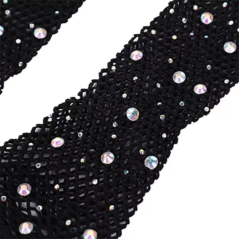 Sparkly Rhinestone Fishnet Arm Sleeves