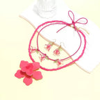 Pink Flower Jewelry Set