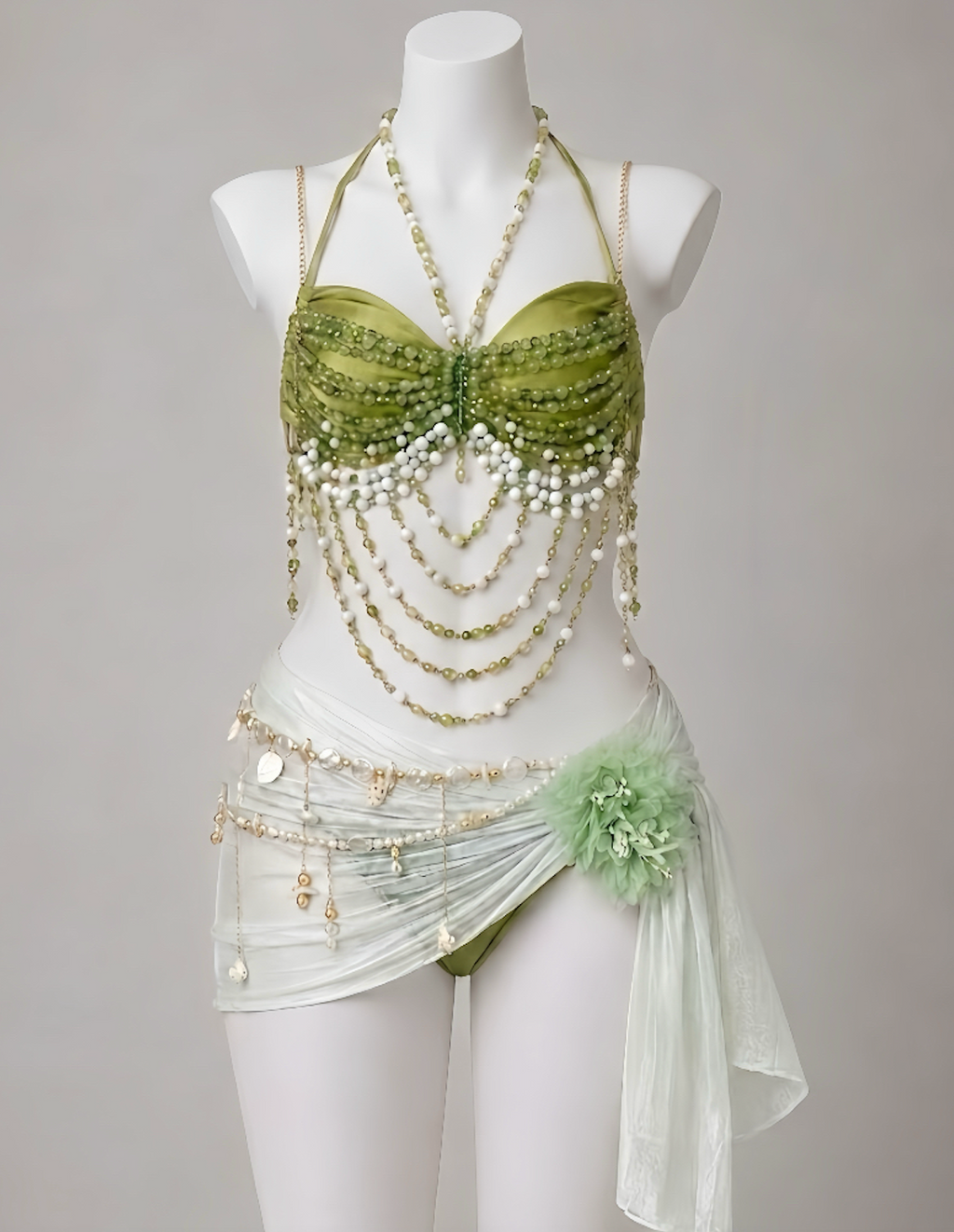 CRYSTAL-olive green Festival/Party/Rave Bikini Outfit