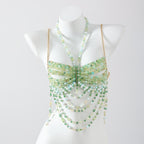 CRYSTAL-olive green Festival/Party/Rave Bikini Outfit