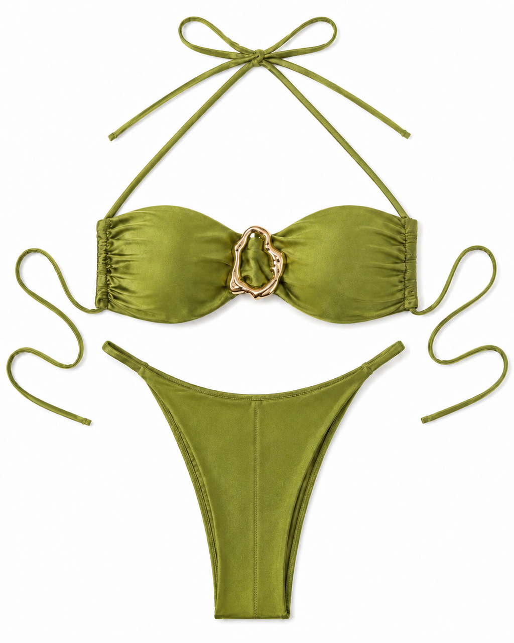 CRYSTAL-olive green Festival/Party/Rave Bikini Outfit