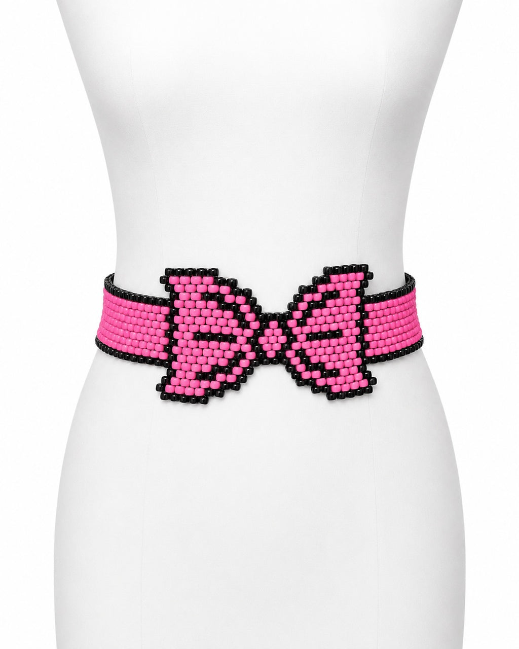 Pink Beaded Bow Belt