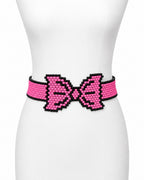 Pink Beaded Bow Belt