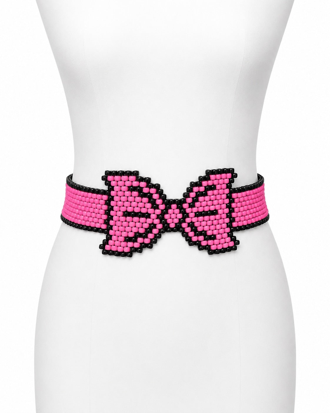 Pink Beaded Bow Belt