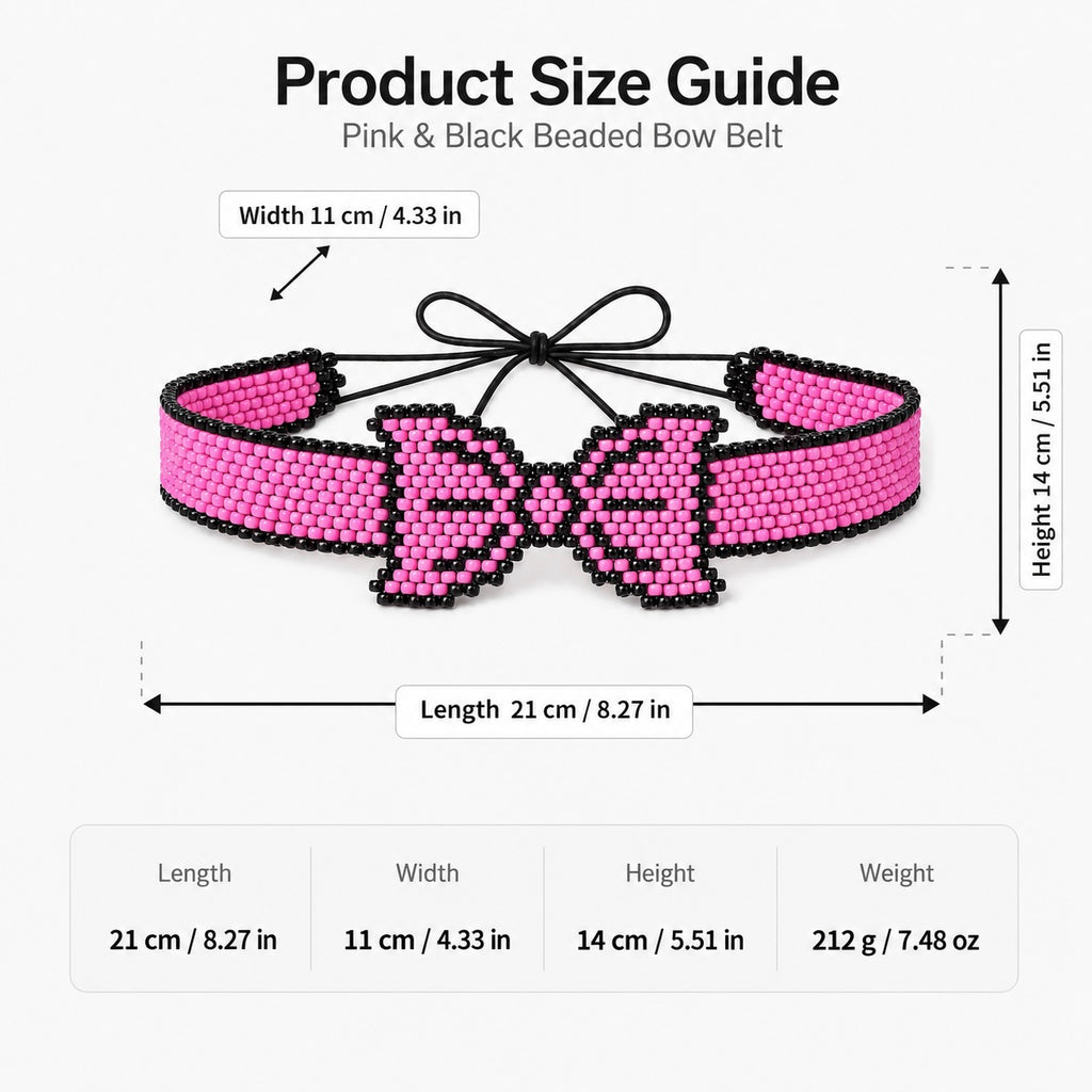 Pink Beaded Bow Belt