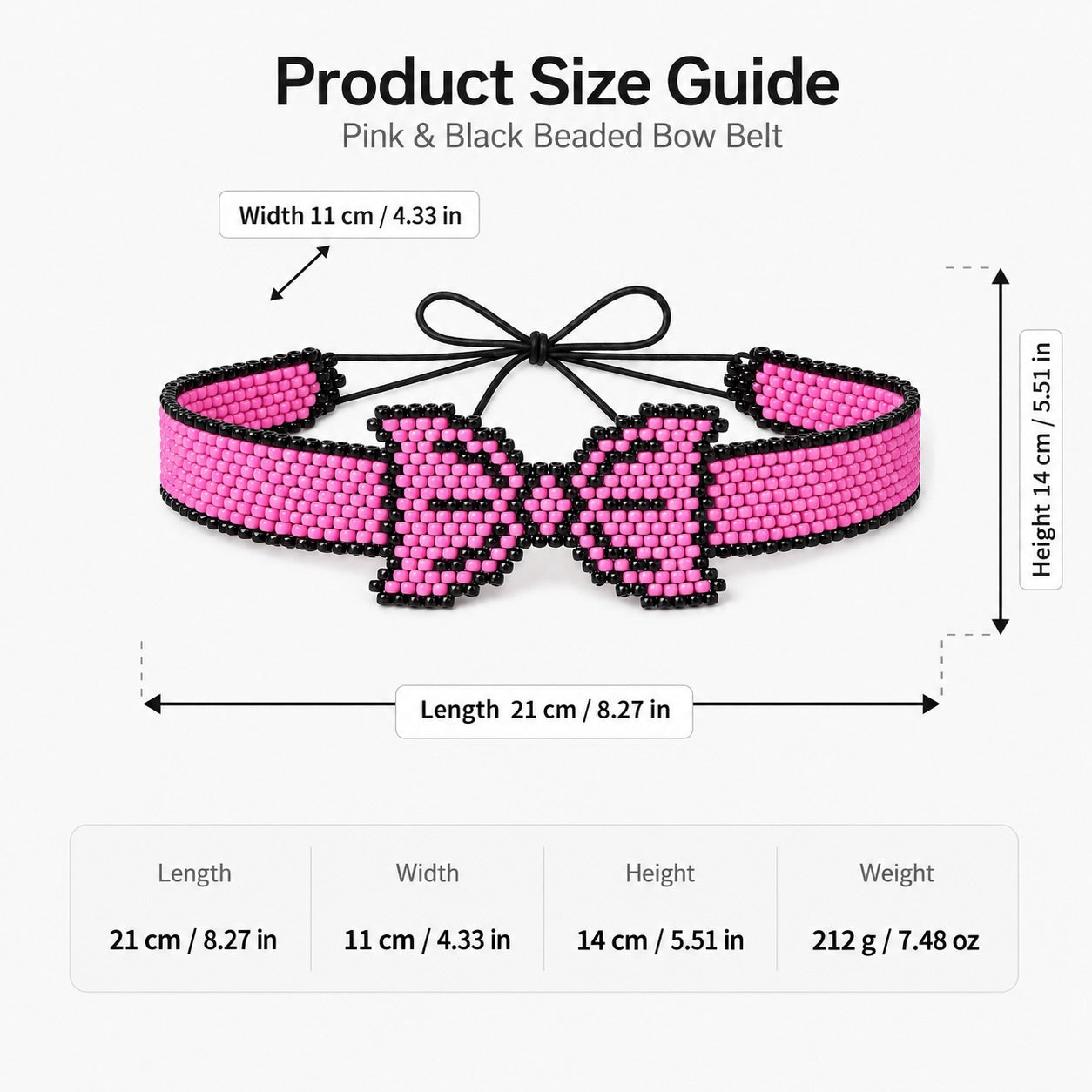Pink Beaded Bow Belt
