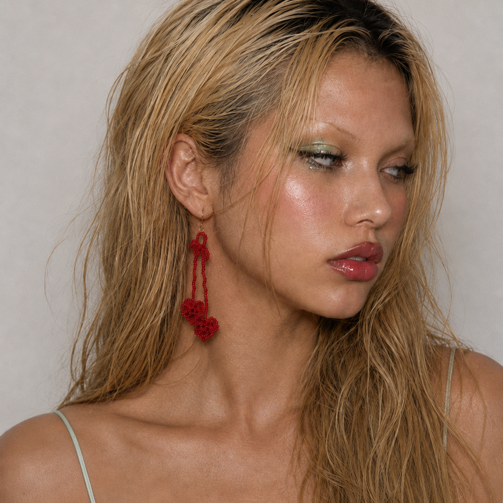 Cherry Glow Beaded Drop Earrings – Y2K Bow Jewelry | FIVZI