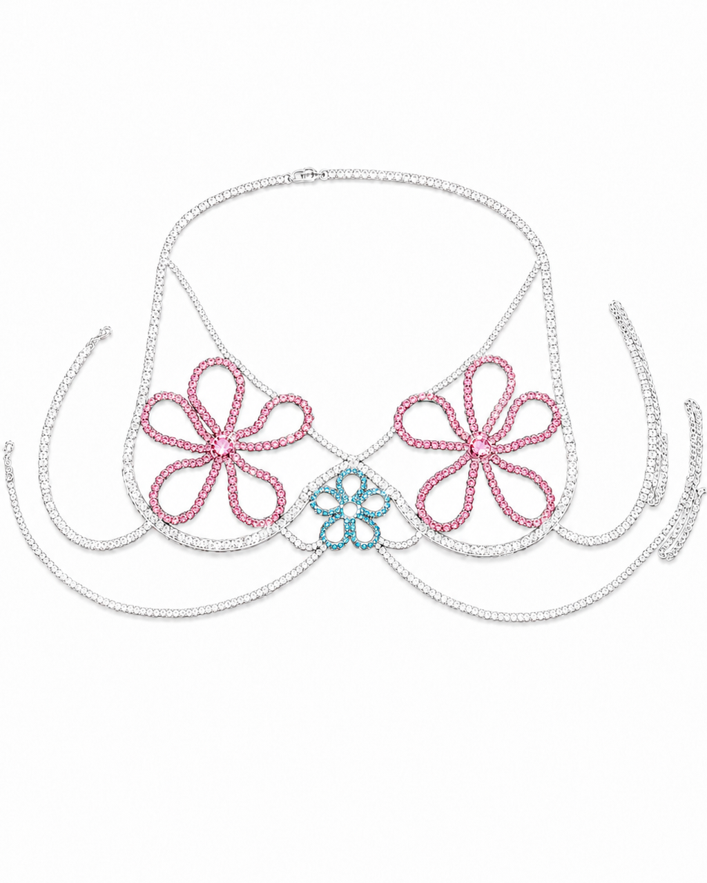 Rhinestone Floral Layering Chain Top