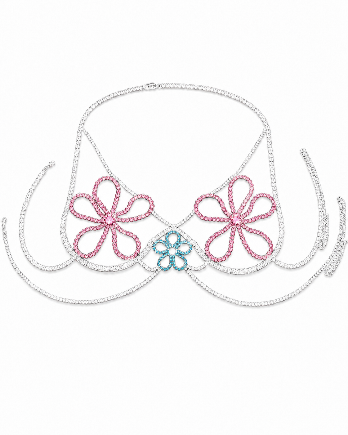 Rhinestone Floral Layering Chain Top