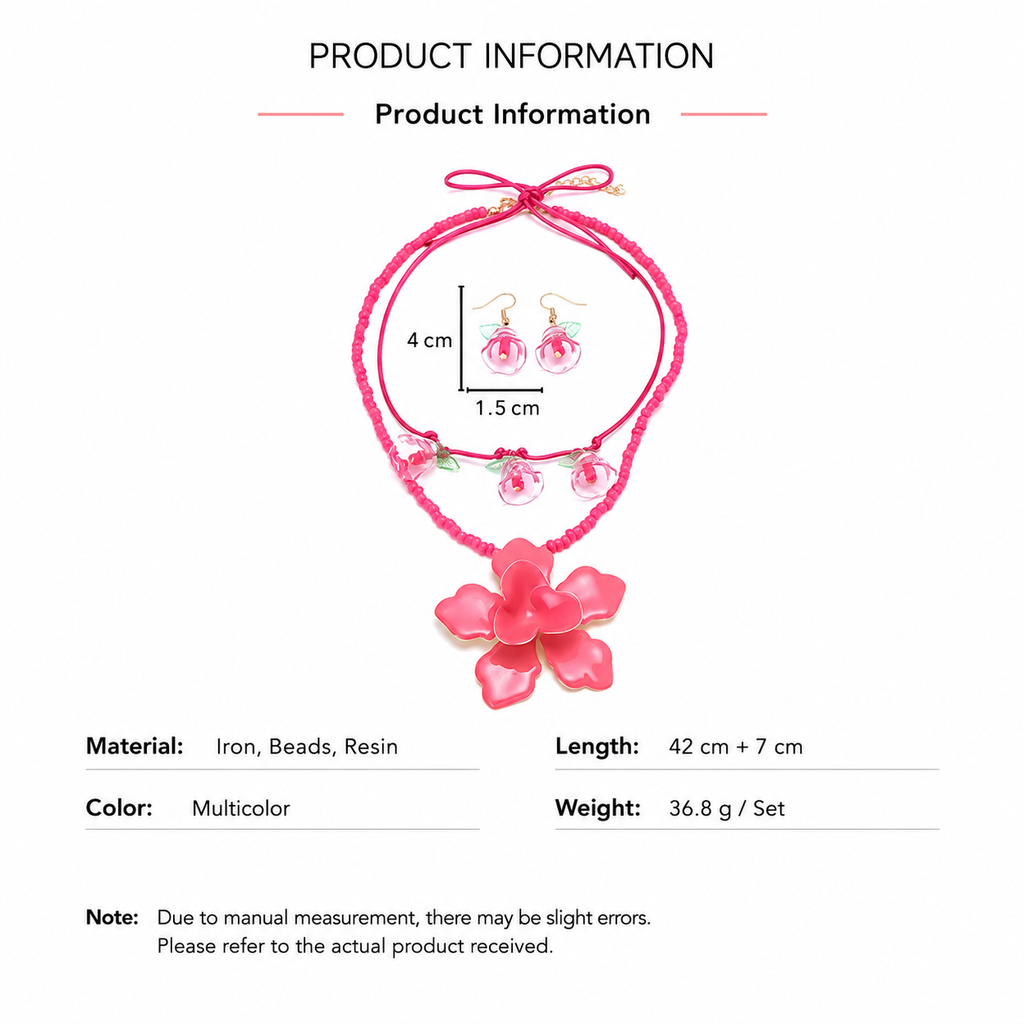 Pink Flower Jewelry Set