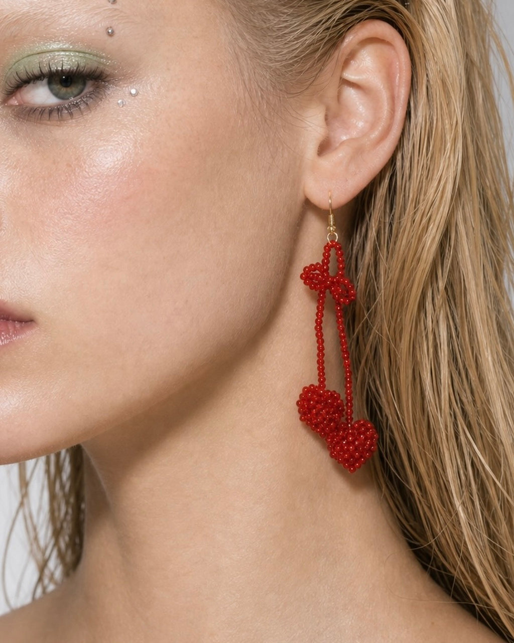 Cherry Glow Beaded Drop Earrings