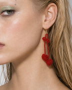 Cherry Glow Beaded Drop Earrings