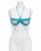 Aqua Beaded Chain Top & Bikini Set